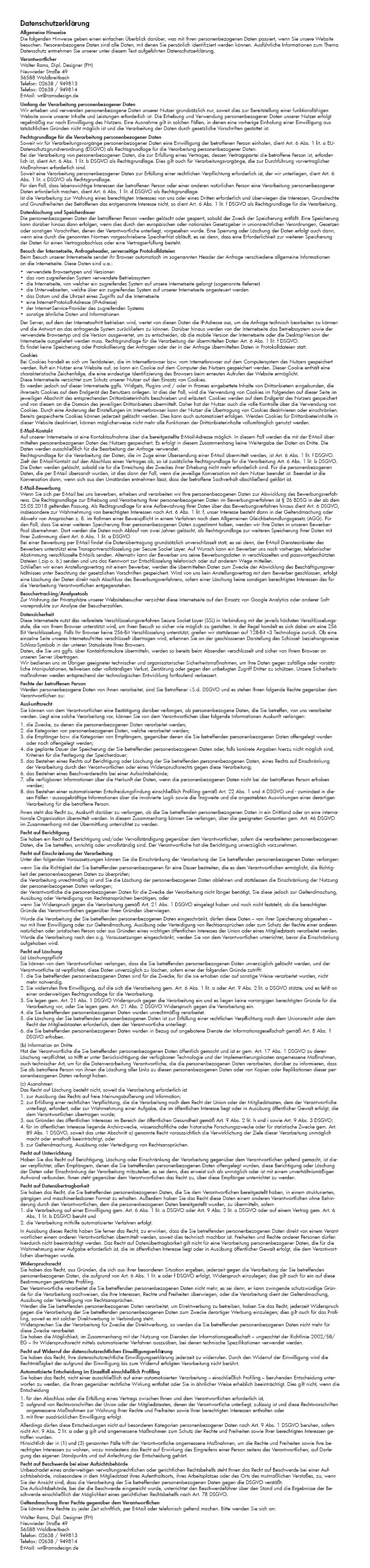 Datenschutzerklaerung ramsdesign web